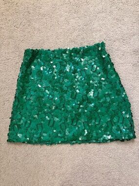 Zara Green Sequin Mini Skirt